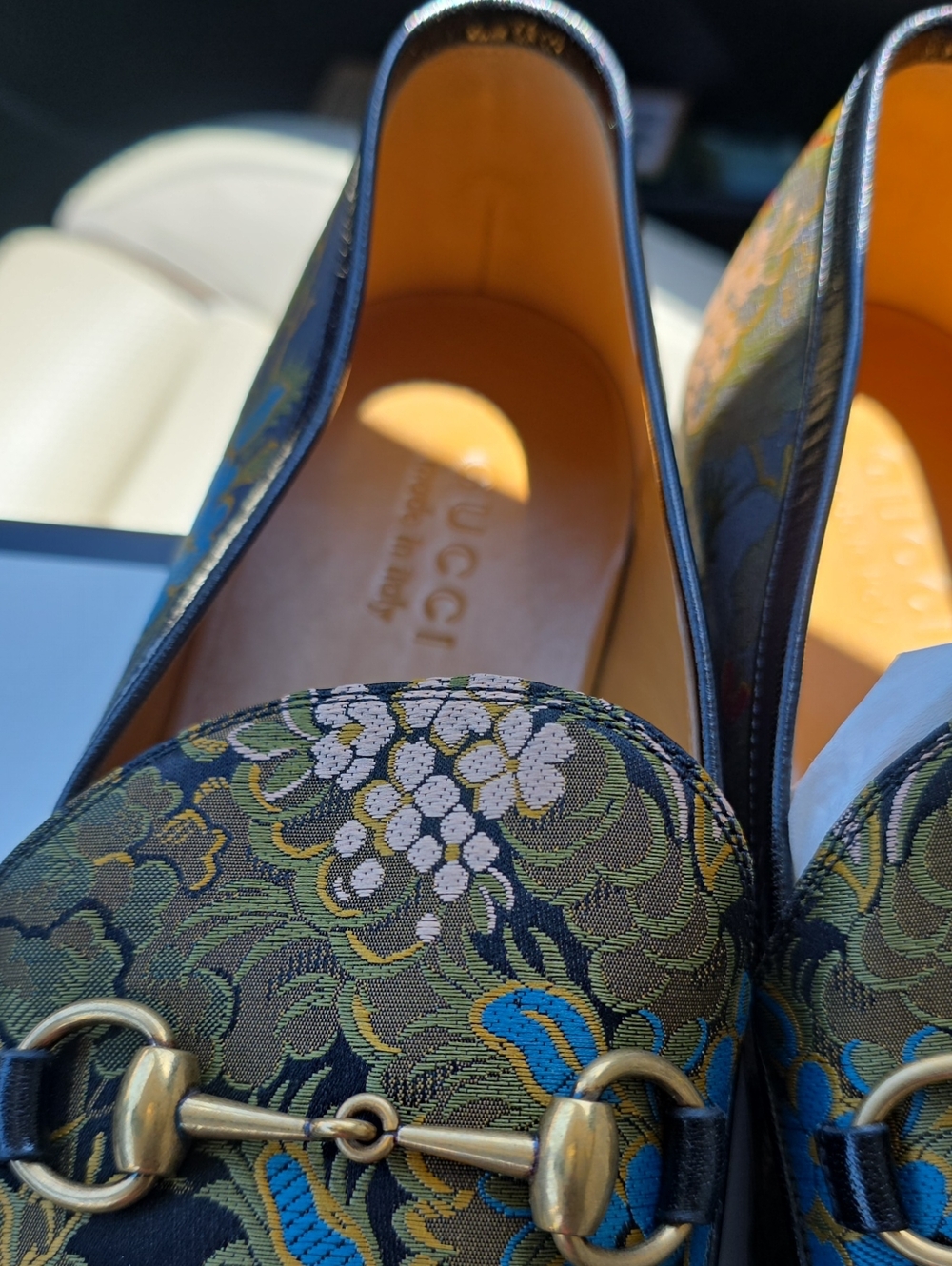 Gucci Floral Jacquard Horsebit Loafer in Black with Red & Blue Accents - Picture 9 of 10